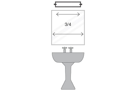 Над зеркалом в&nbsp;ванной комнате
